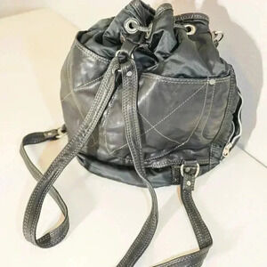 Black Medium Back Pack Gym Casual Bag Travel Leather Bag